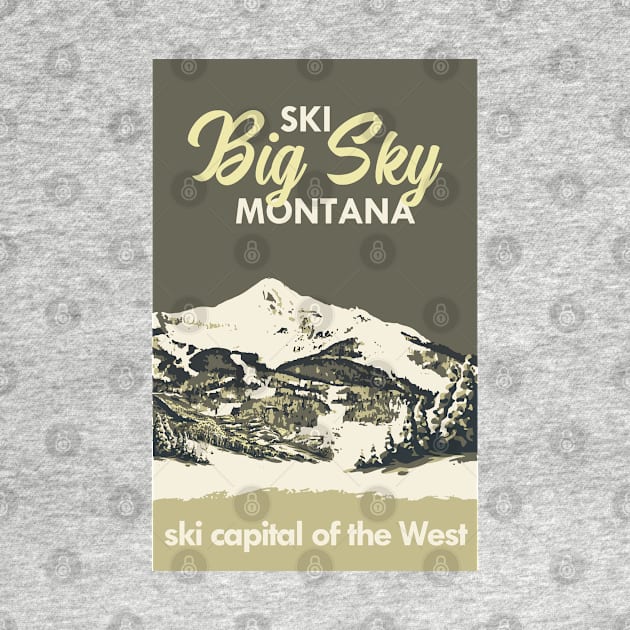 Grey Ski Big Sky Montana Vintage Ski Poster by ROEDERcraft